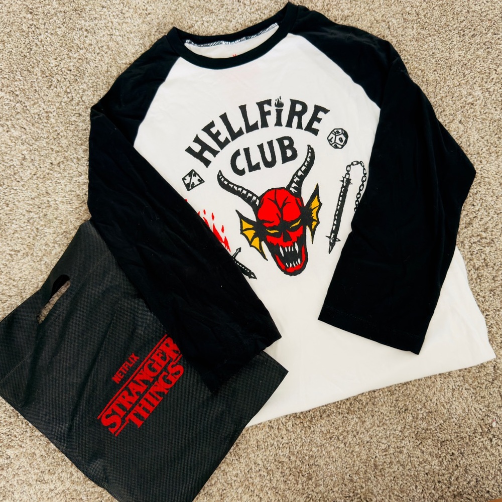 Hellfire Club Kids Long Sleeve Tee - Black and White